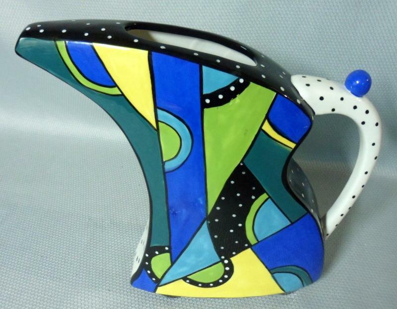 Circular Motion Britto Romero ? Style Art Pottery Pitcher