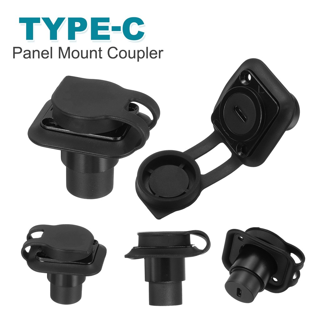 5Pcs Type C Panel Mount Coupler, D-Type USB C Pass Through 10Gbps Black