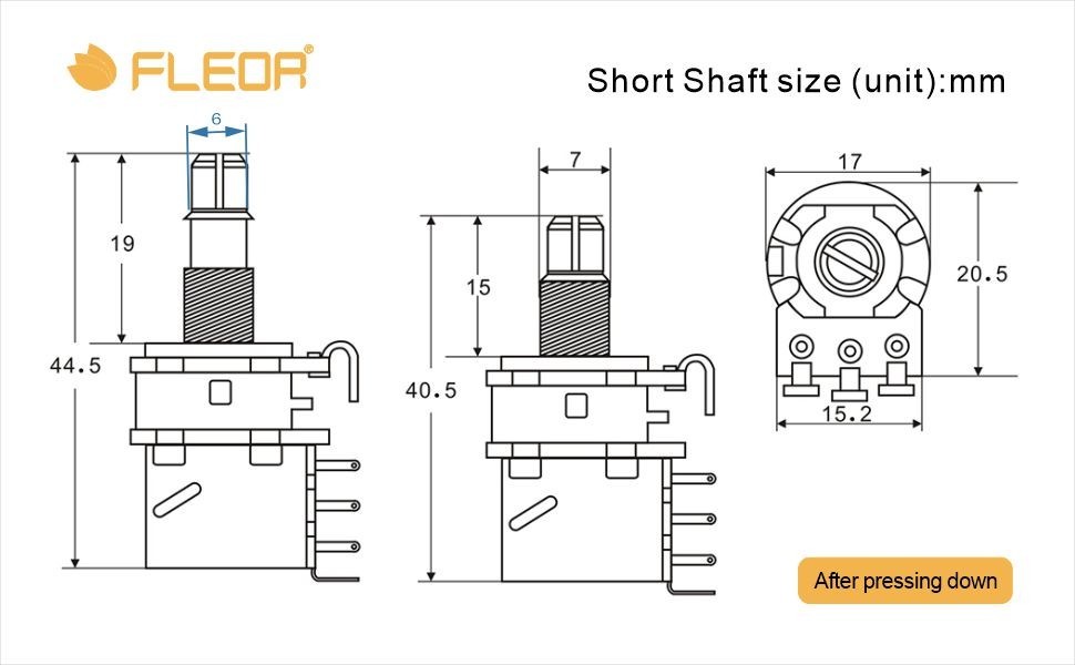 2 A500K+2 B500K Push Pull Switch Control Guitar Potentiometer Taper Long Shaft