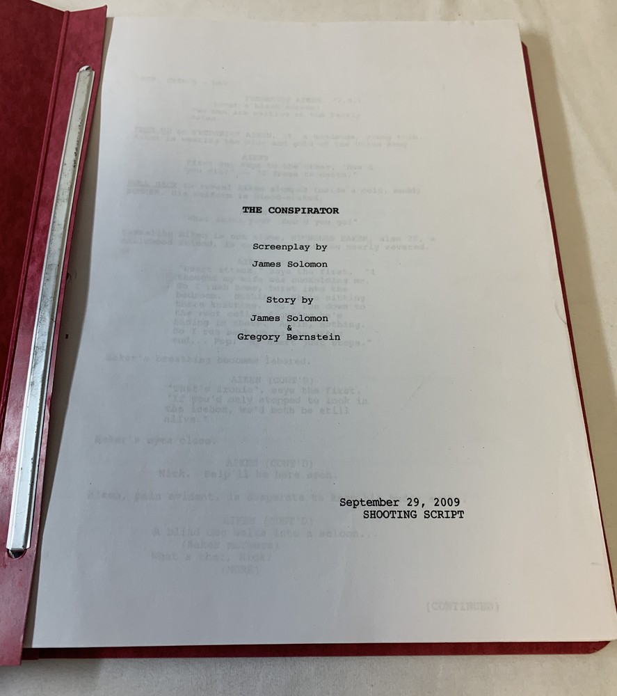 2009 set used movie script ~ THE CONSPIRATOR