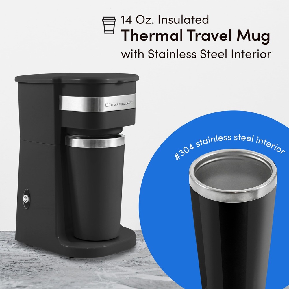 EHC113 Personal Single-Serve Compact Coffee Maker Brewer Includes 14Oz.