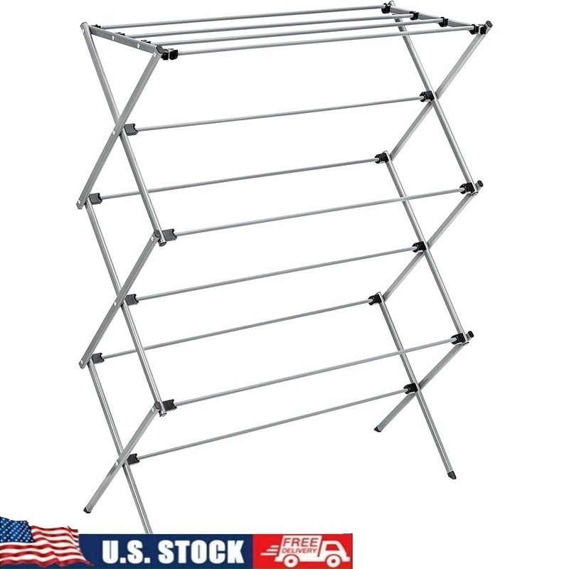 Portable Steel Laundry Drying Rack Space Saving Compact Line Drying Solution New