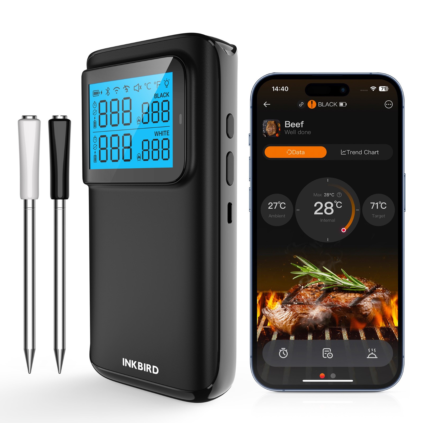 INKBIRD Multi-Sensor Meat Thermometer BBQ Cooking 1000ft/305m Remote Control