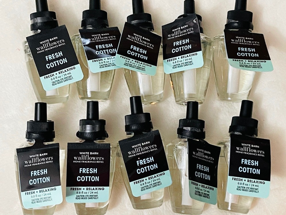 10x Bath & Body Works Wallflowers Fresh Cotton Diffuser Refill Bulbs