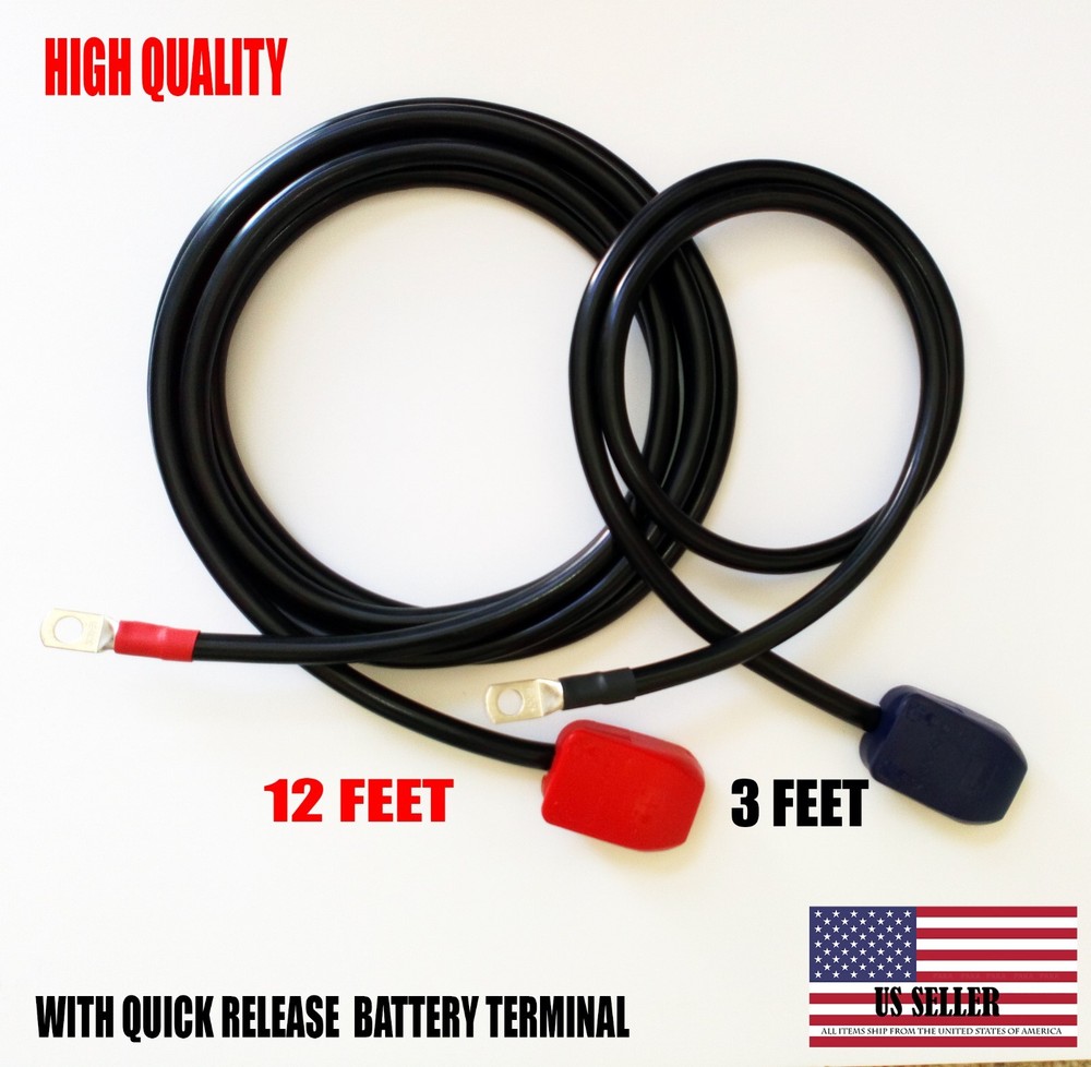 Battery Relocation Kit, # 2AWG Cable, Top Post 12 FT RED/ 3 FT BLACK