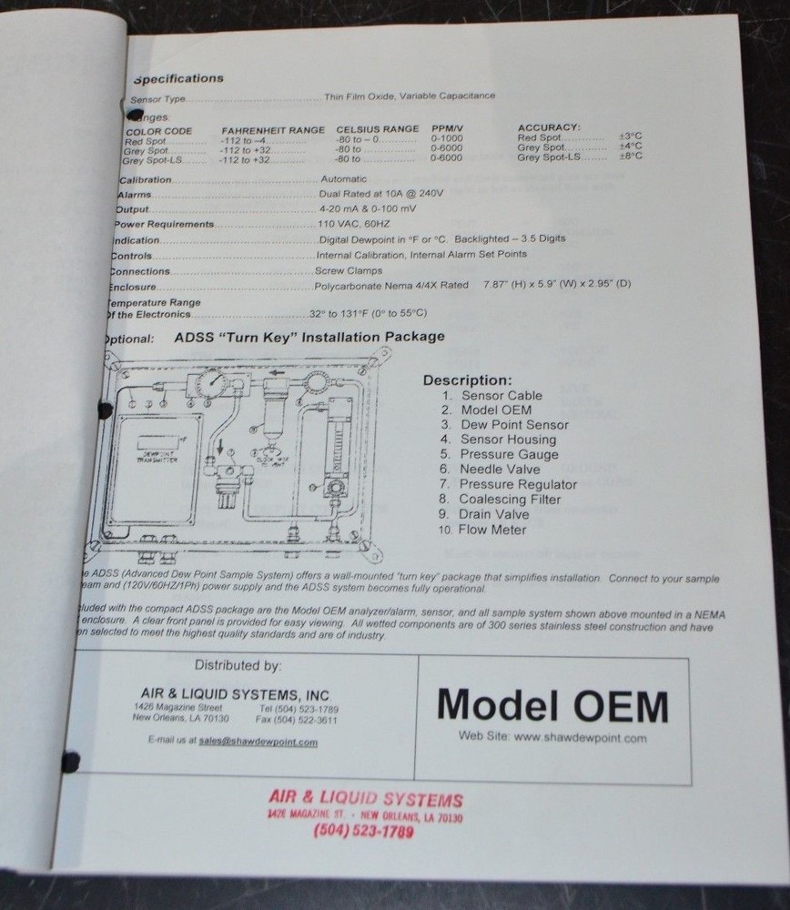 ALSI Shaw OEM Digital Dewpoint Transmitter & Shaw Grey Spot Moisture Sensor