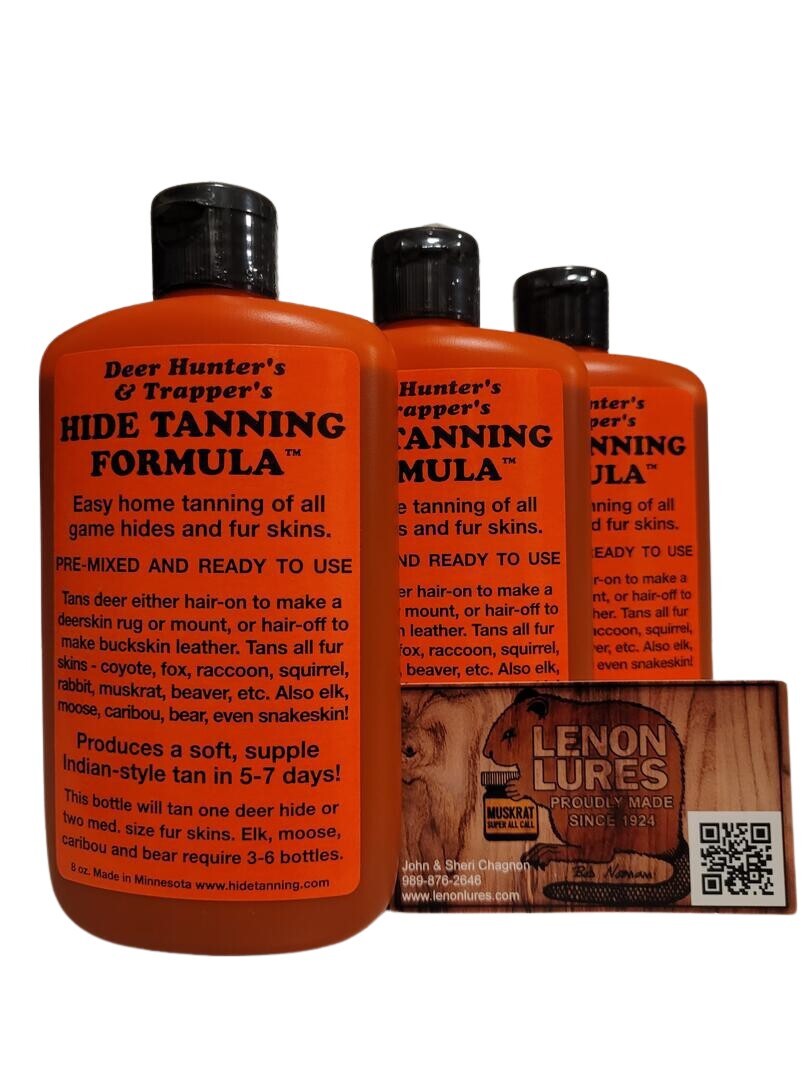 Deer Hunter's & Trapper's HIDE TANNING FORMULA 8 oz Bottle Sold By Lenon Lures