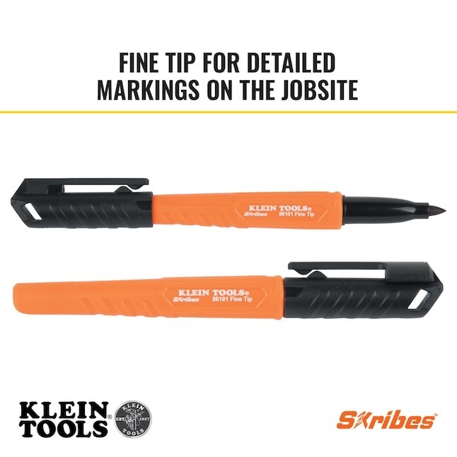 Klein Tools Skribes Fine Tip Permanent Markers, Black, 4-Pack