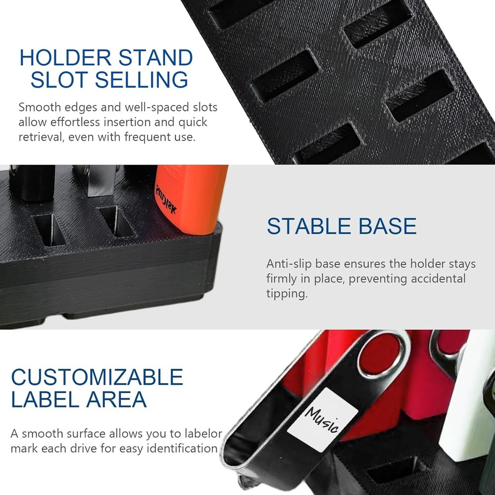 Efficient Compact USB Flash Drive Stand - 10 Slots for Easy Access and Storage