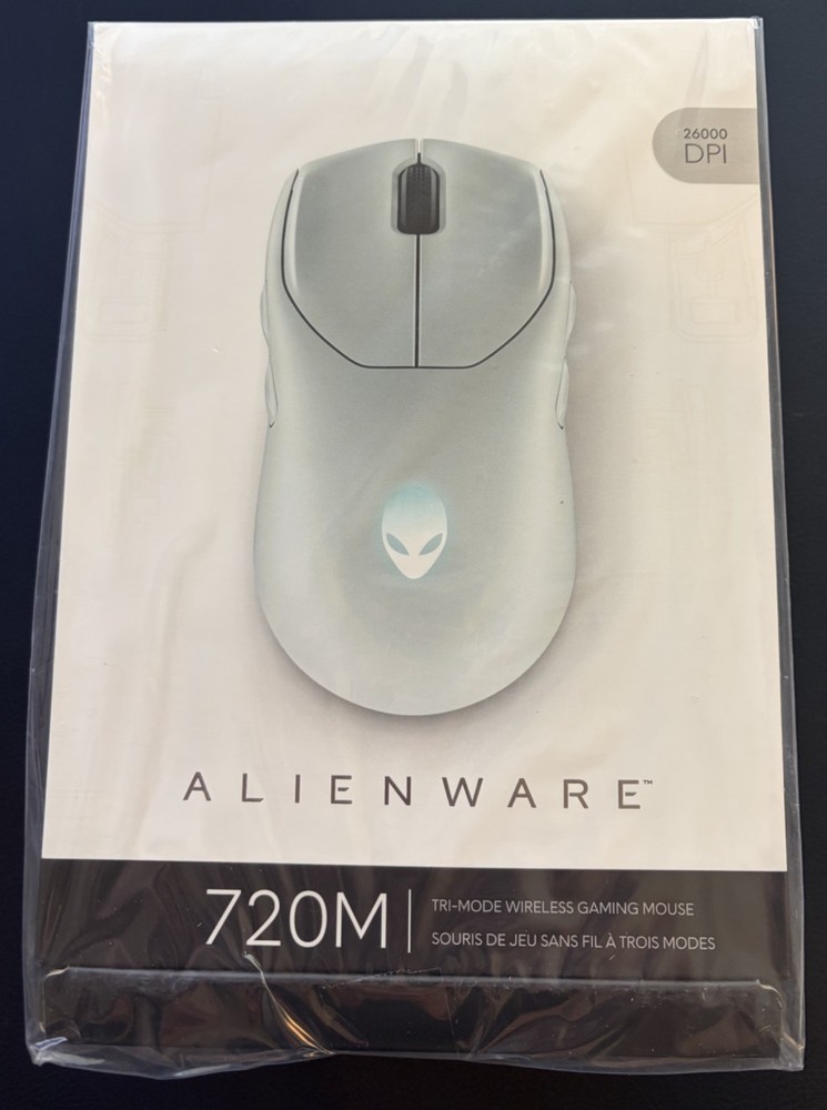 NEW Alienware Tri-Mode AW720M Wireless Gaming Mouse, Optical Sensor, Lunar Light
