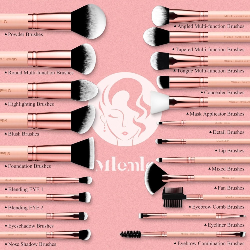 Makeup Brushes Set, Professional 26 Pcs Makeup Kit, Include Powder Foundation