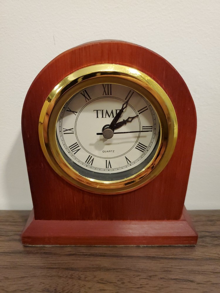 Wood Clock Table Mantel Time Quartz