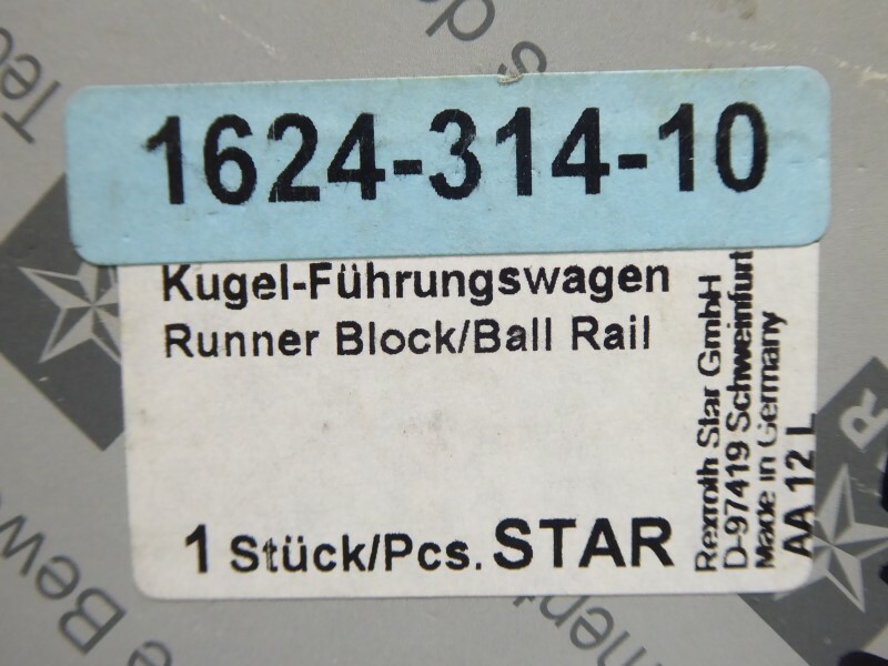 NEW Rexroth Star 1624-314-10 Runner Block/Roller Rail