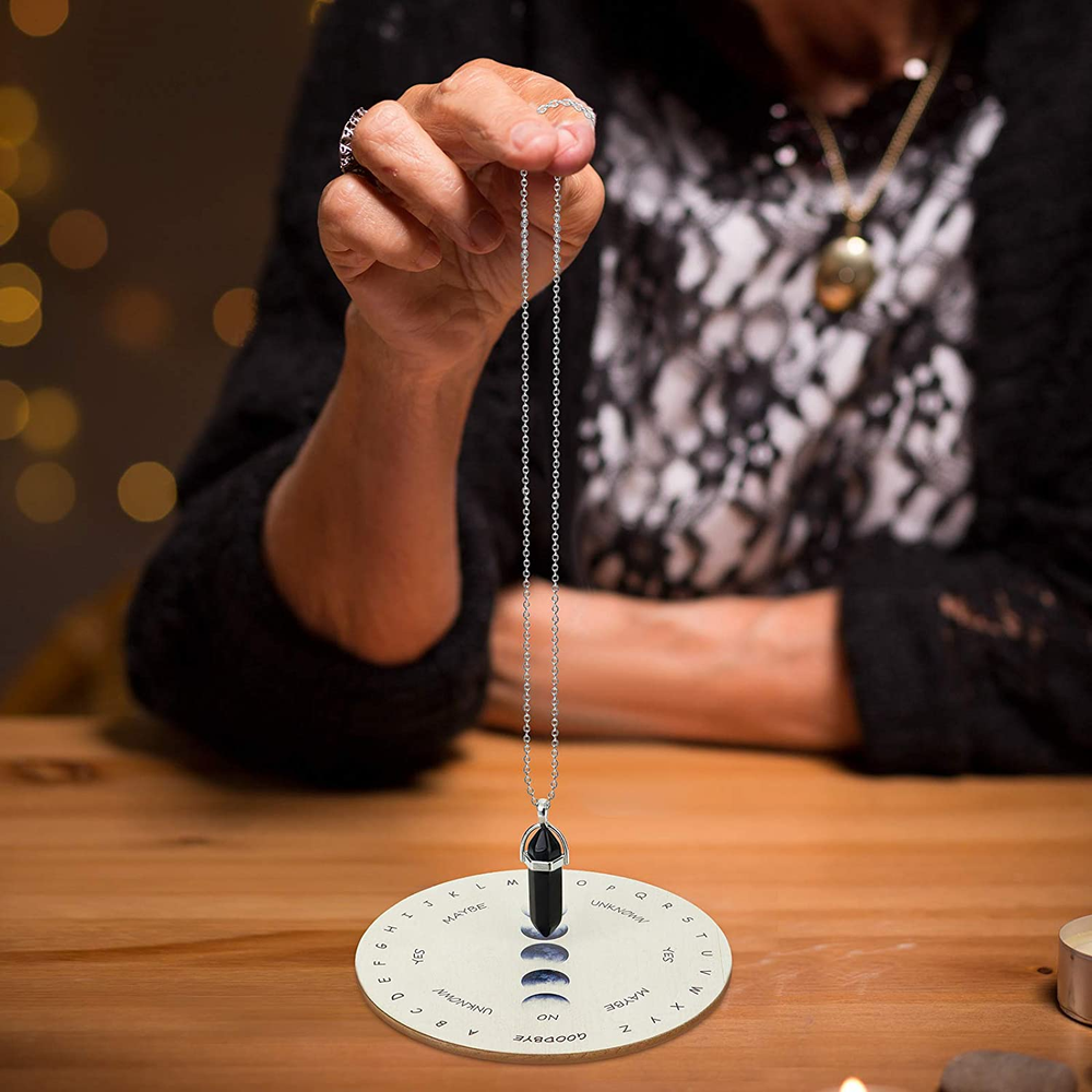Moon Phase Pendulum Board Dowsing Divination Metaphysical Message Board Wooden C