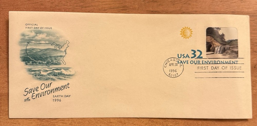 32c Environment Stamped Envelope # U640 FDC 1996 Artcraft