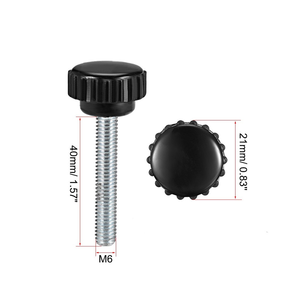 M6x40mm Male Thread Round Knurled Clamping Knobs Grip Thumb Screw on Type 2pcs