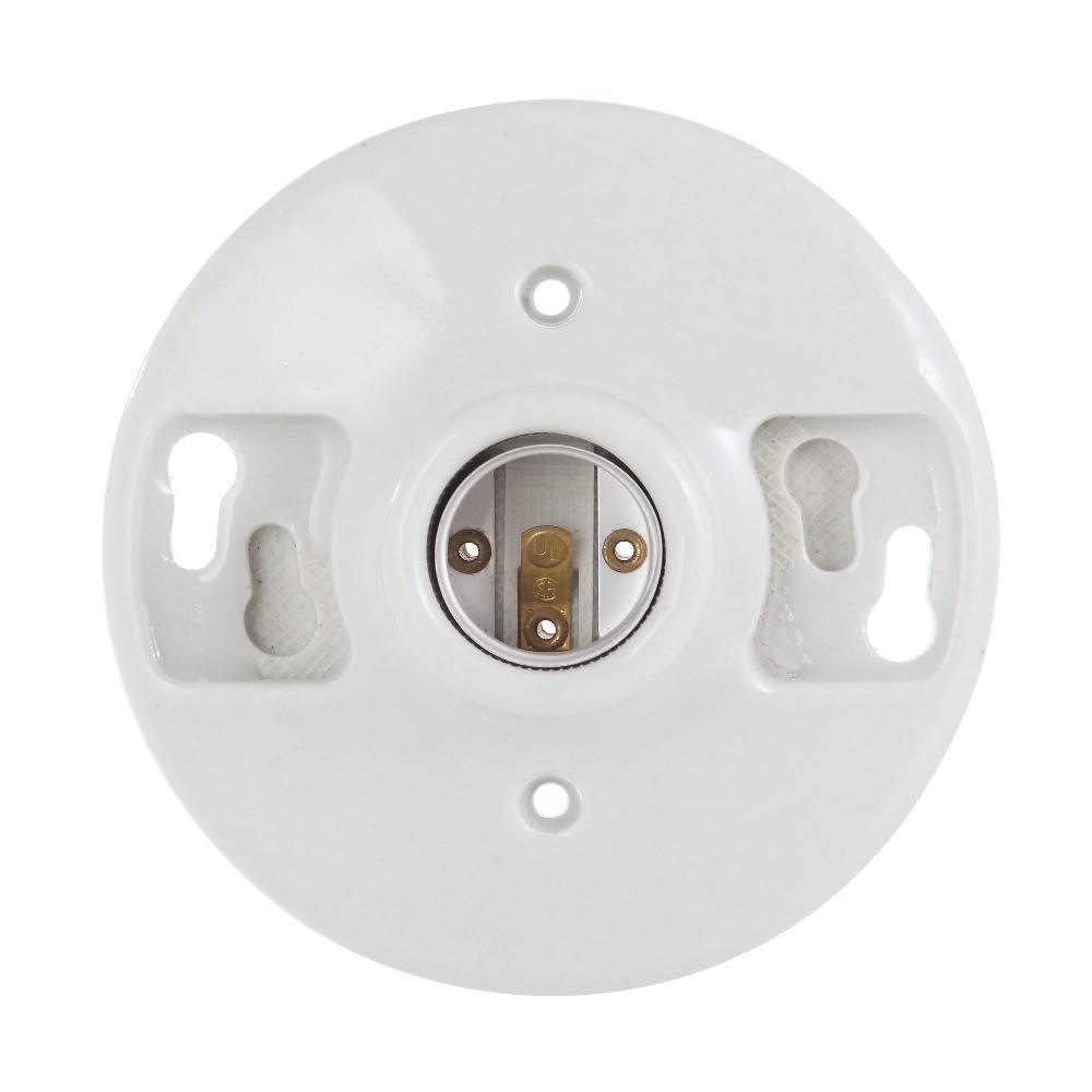 White Porcelain Ceiling Light Bulb Socket Base E26 E27 Medium Screw Type
