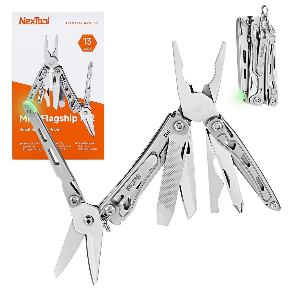 NexTool F12 Mini Multitool, 13-in-1 Keychain Multitool with Serrated Scissors, F
