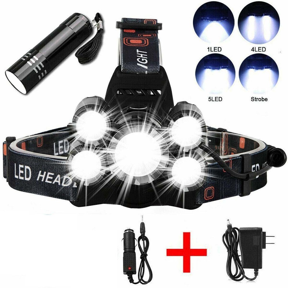 LED Headlamp 5 Head  Headlight Flashlight Torch Light