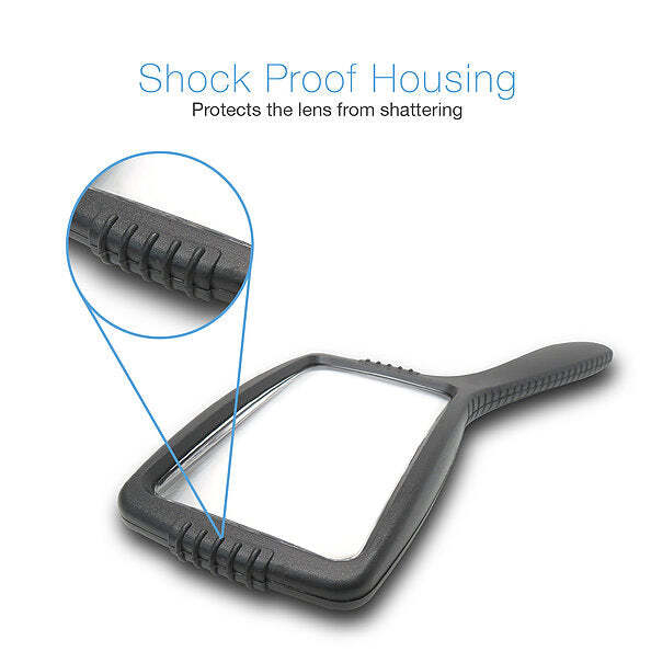 4X Large Handheld Magnifying Glass with Comfort Grip & Shattered Proof Design