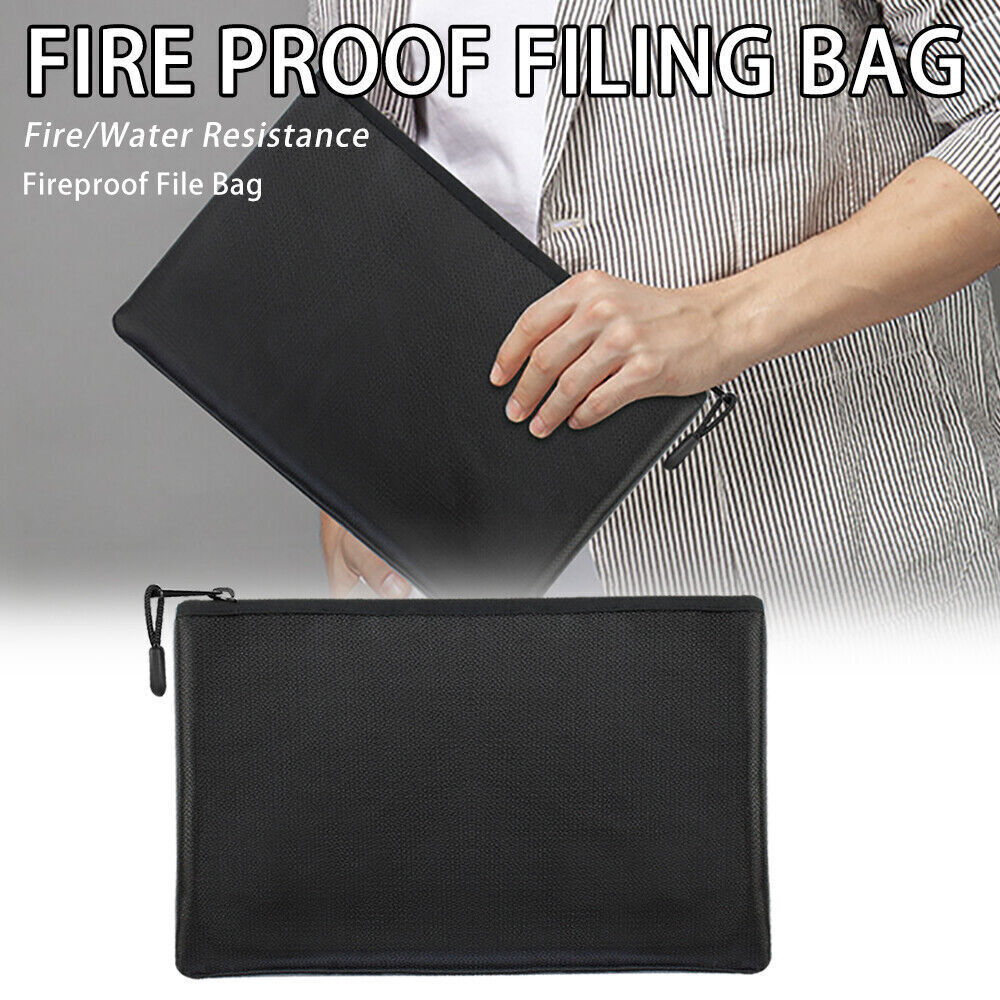 2000℉ Fire Proof Money Bag Fireproof Document Pouch Waterproof Safe Cash Large