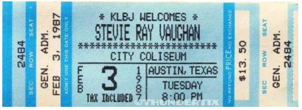 7 1986-89 STEVIE RAY VAUGHAN FULL UNUSED CONCERT TICKETS  scrapbooking reprint