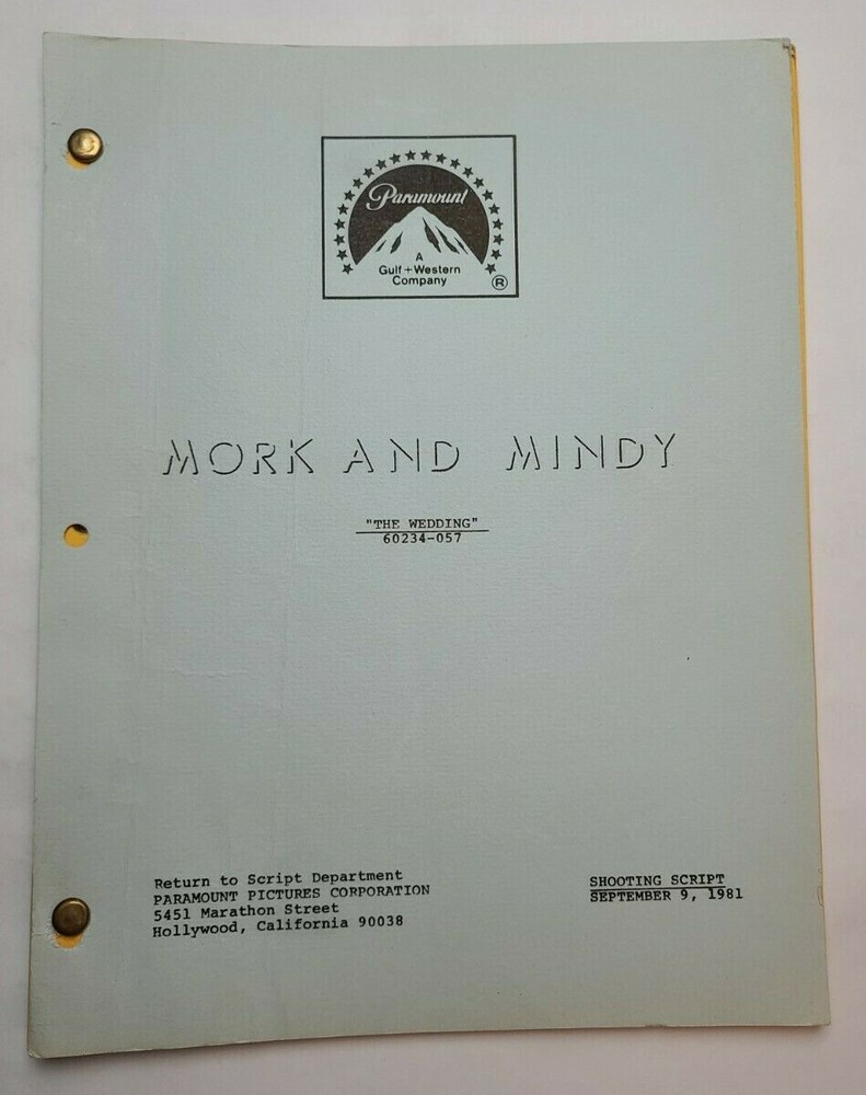 MORK & MINDY / 1981 TV Script, Conrad Janis & Robert Donner "The Wedding"
