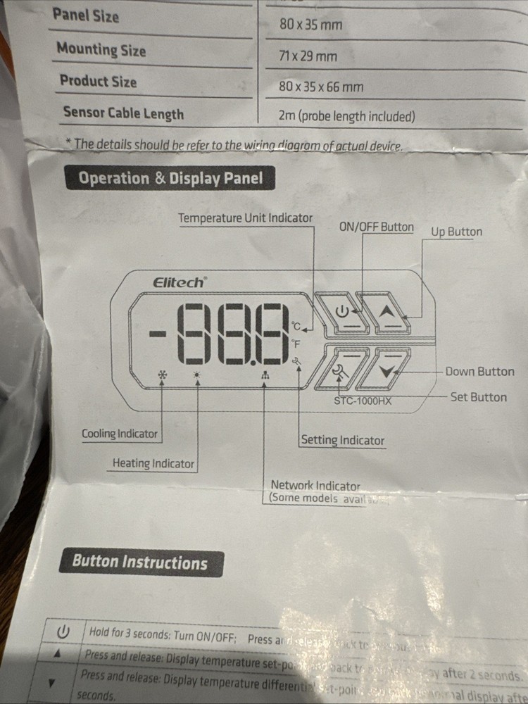 ELITECH (r) Digital Refrigeration Control Thermostat
