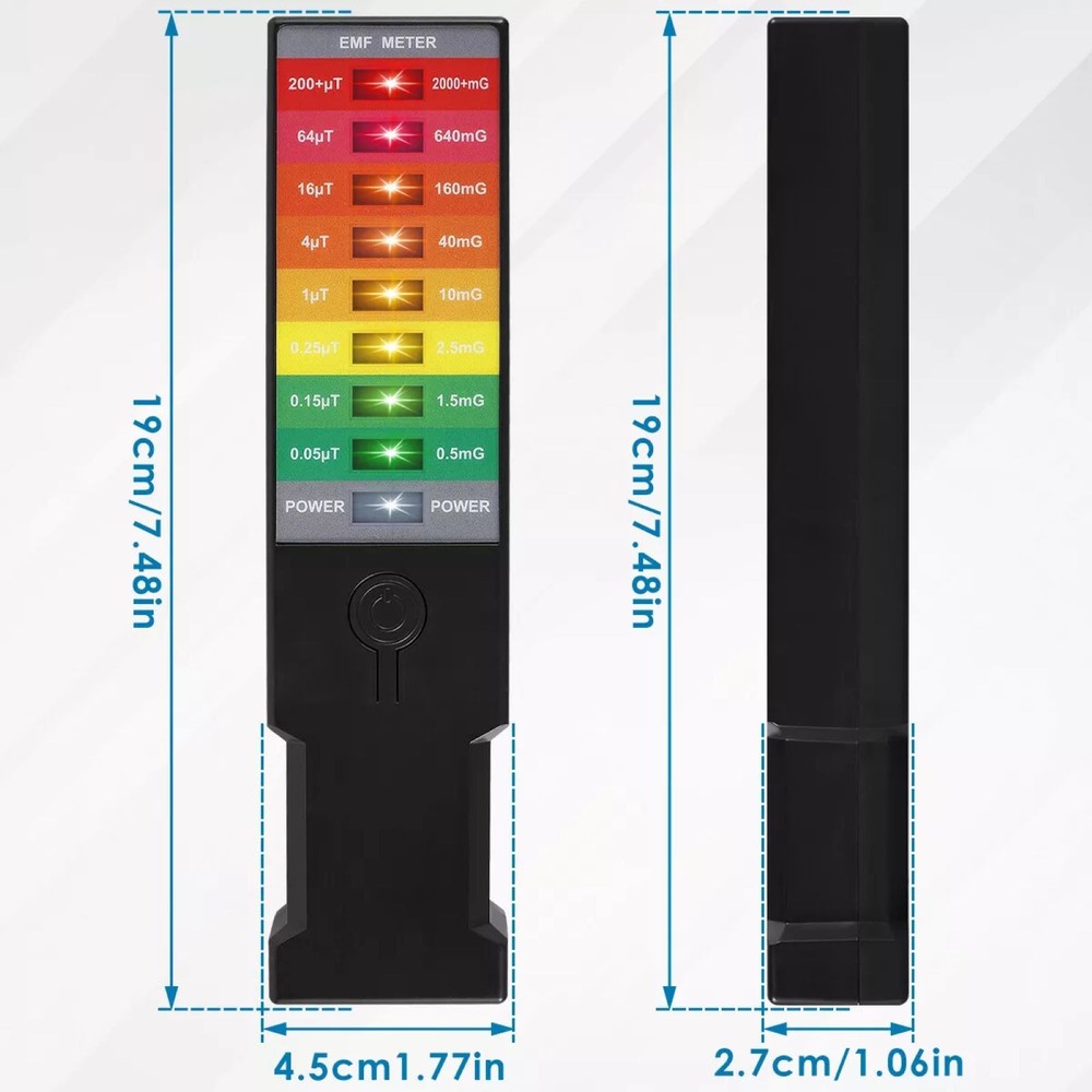 Black Handheld High Sensitivity Electromagnetic Field Radiation Detector Tester