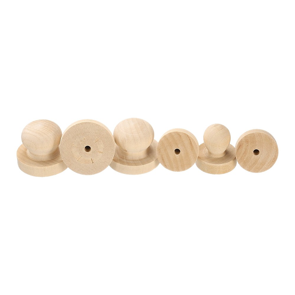 38mm Stamp Wood Round Handle, 10Pcs Wooden Knobs Stamp Mounts Drawer Pulls