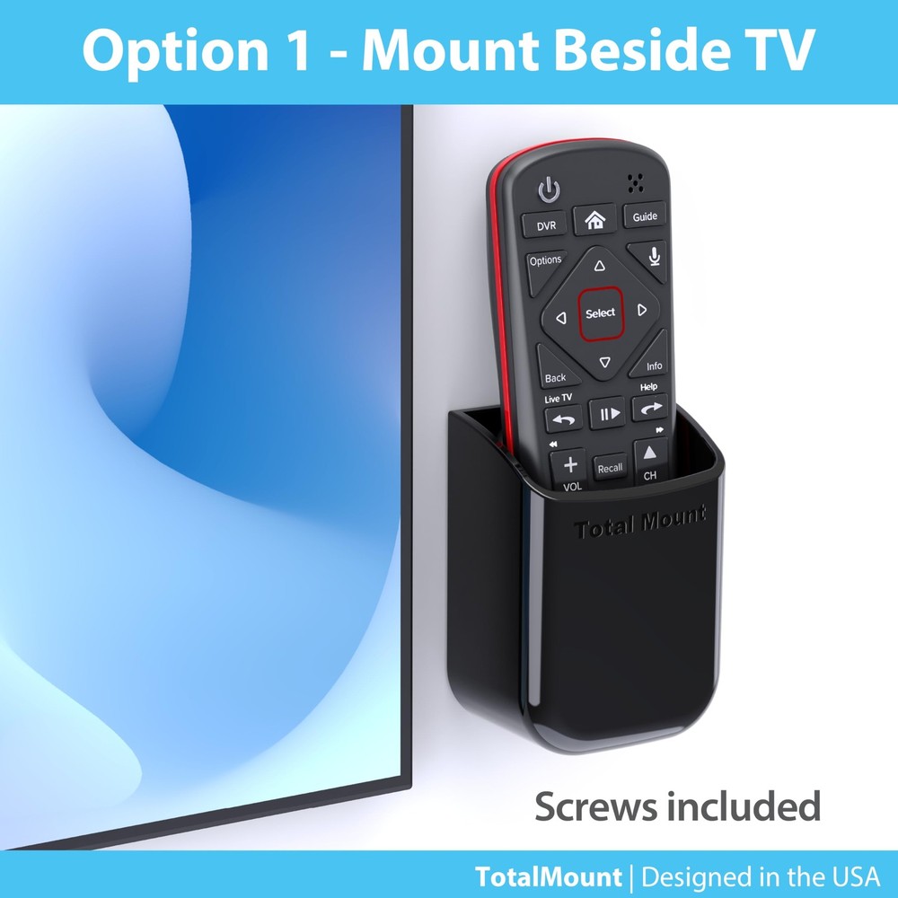 TotalMount Universal Remote Control Holder - Medium (Black) Medium, Black