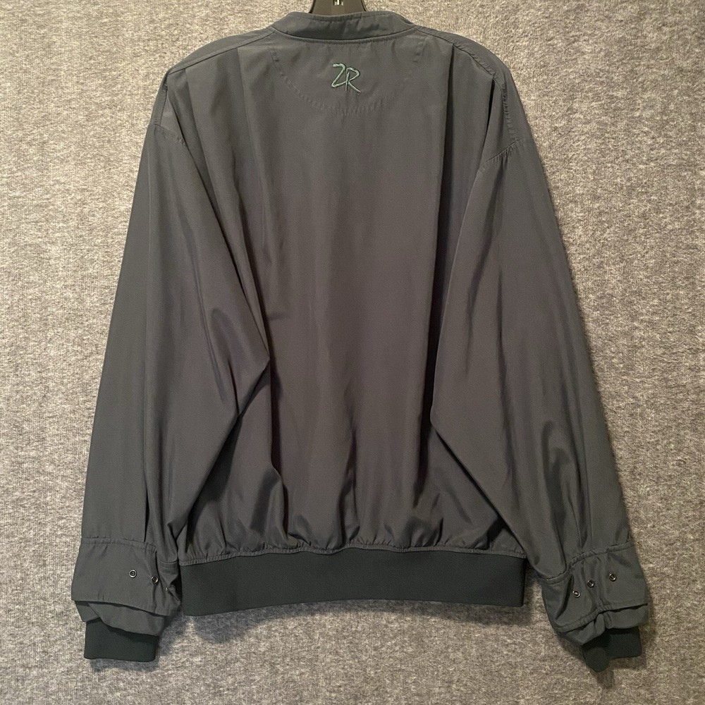 Zero Restriction Jacket Mens Medium Green Golf Snap Windbreaker Long Sleeve Logo