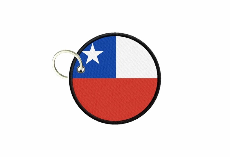 Chilean Flag Keychain Round Badge