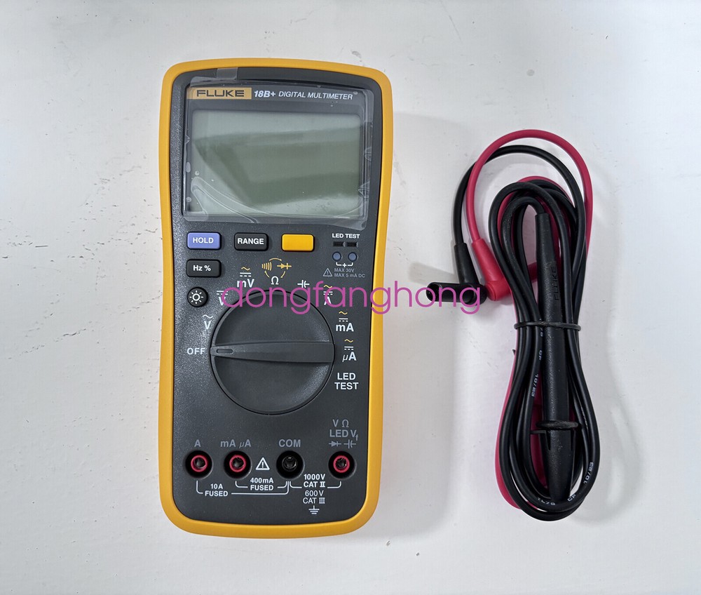 Fluke 18B+ Multimeter 1000V AC DC Voltmeter Ammeter Auto/Manual Range LED Test