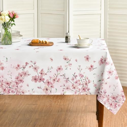 Spring Tablecloth 52×70 Inch Rectangular Cherry 52" x 70" (Rectangular) Pink