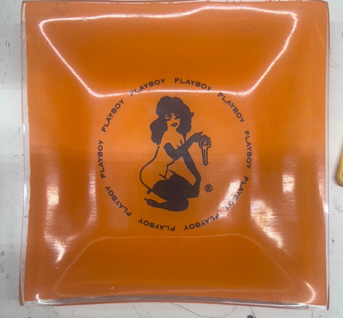 RARE vintage 60-70s Playboy Club Femlin Ashtray - Orange - *PLAYBOY*