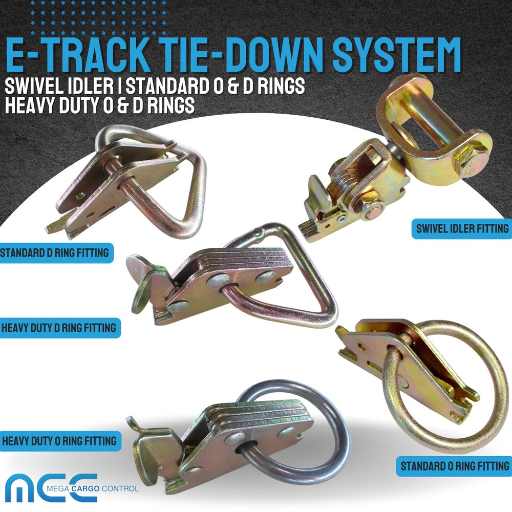 6 Pack E Track 2" O Ring Tie Down Fitting for Enclosed Trailer Tie Down Strap