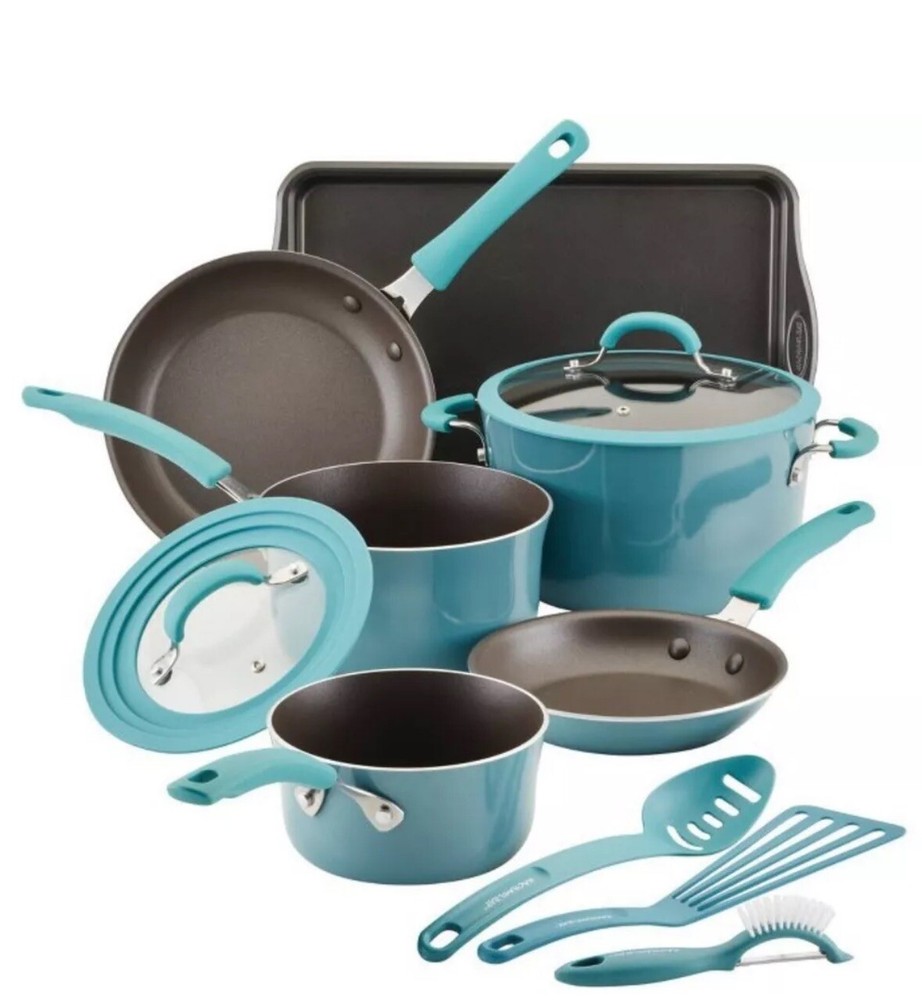 Rachael Ray 11- Piece Nonstick Cookware Set (Blue)