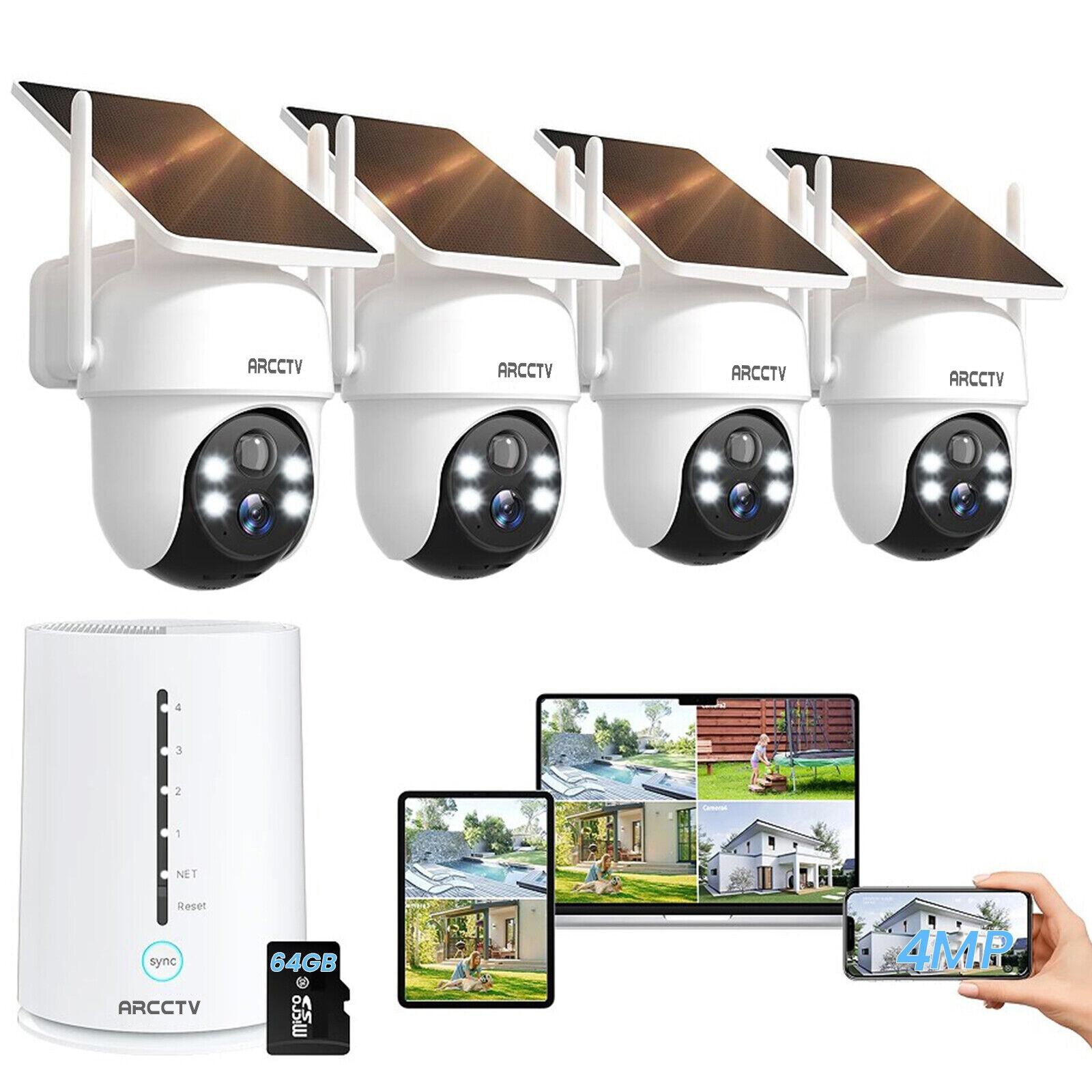 ARCCTV Solar Battery Powered Wireless Security Camera System WiFiIP Outdoor Home