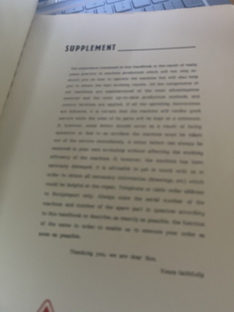 TOS Technical Instructions Manual for SN 40-45-50