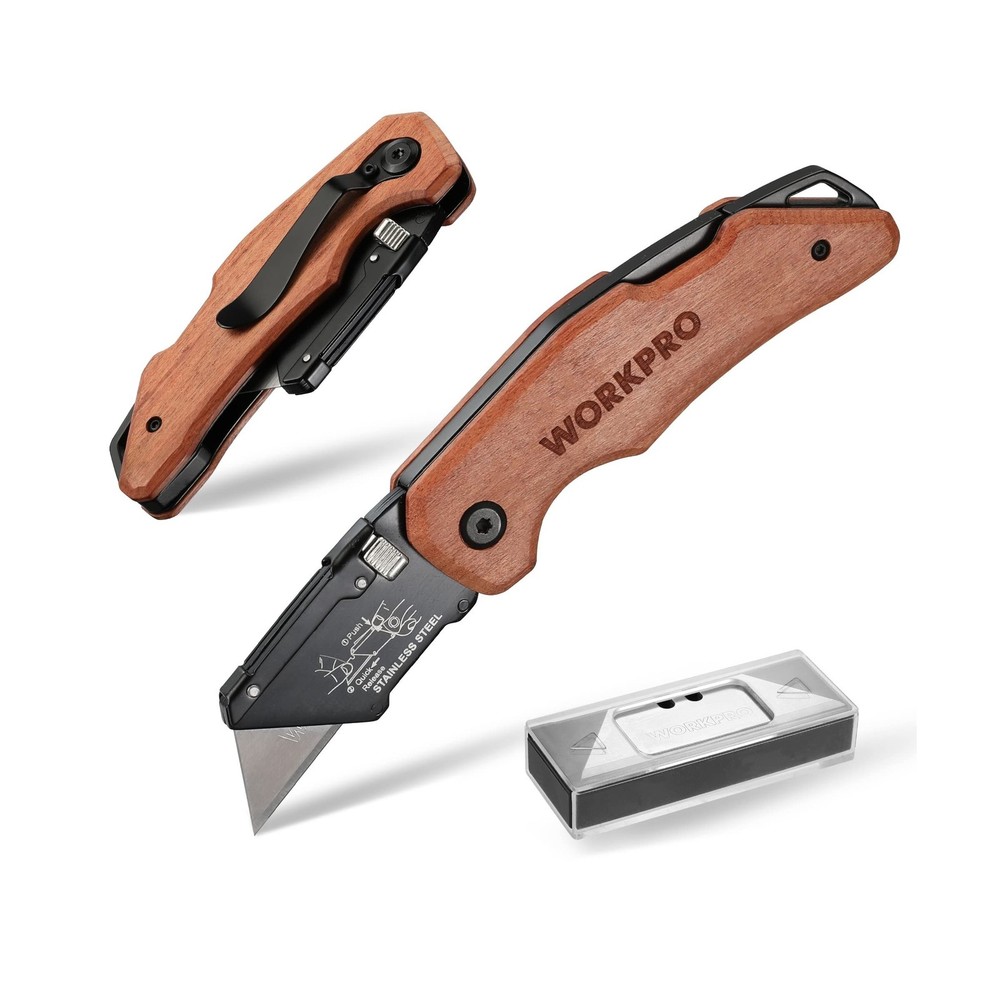 WORKPRO Folding Utility Knife with Stainless Steel Head, Quick-chan... Fast Ship
