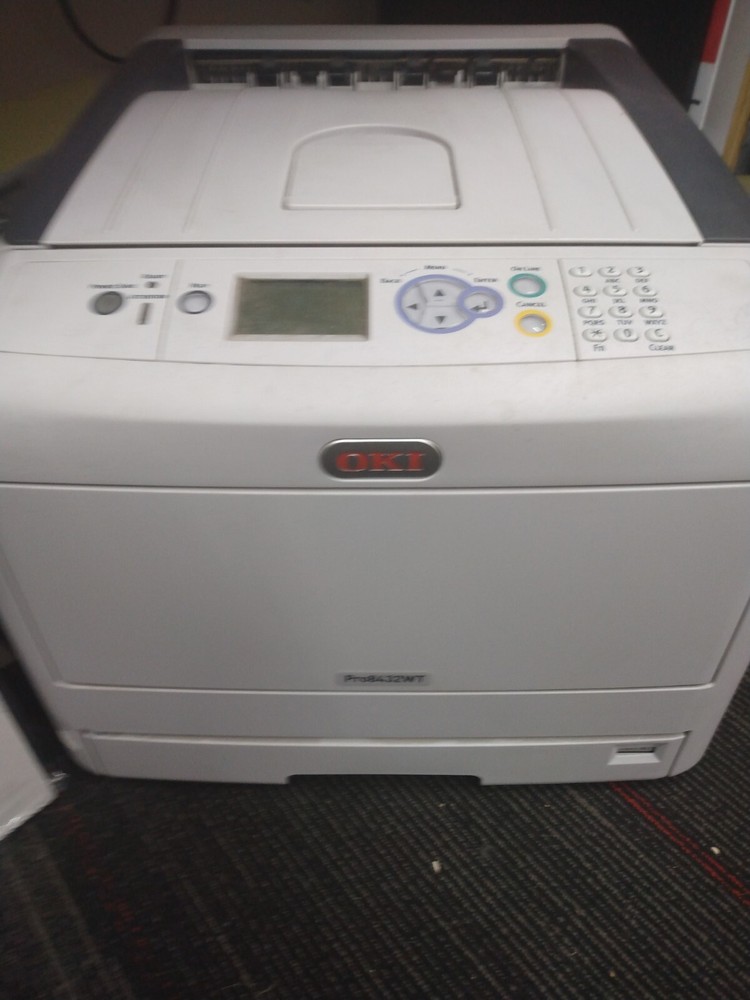 Oki Pro 8432 WT Toner Printer w/ extra inks and paper CMYW color