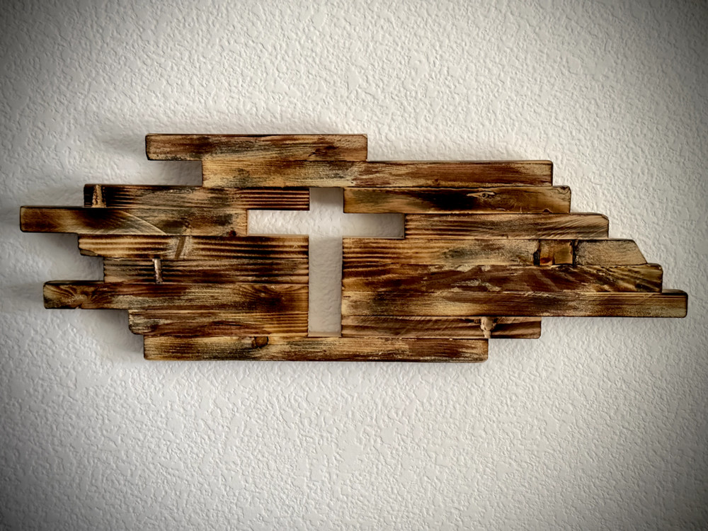 Rustic Handmade Wooden Cross Wall Hanging.