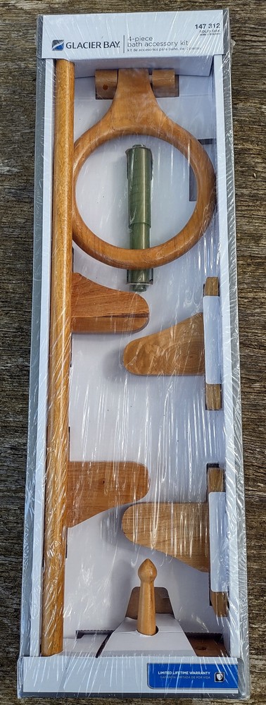 Glacier Bay 4-Piece Bath Hardware Kit Solid Oak 147 312 Model KS-P4
