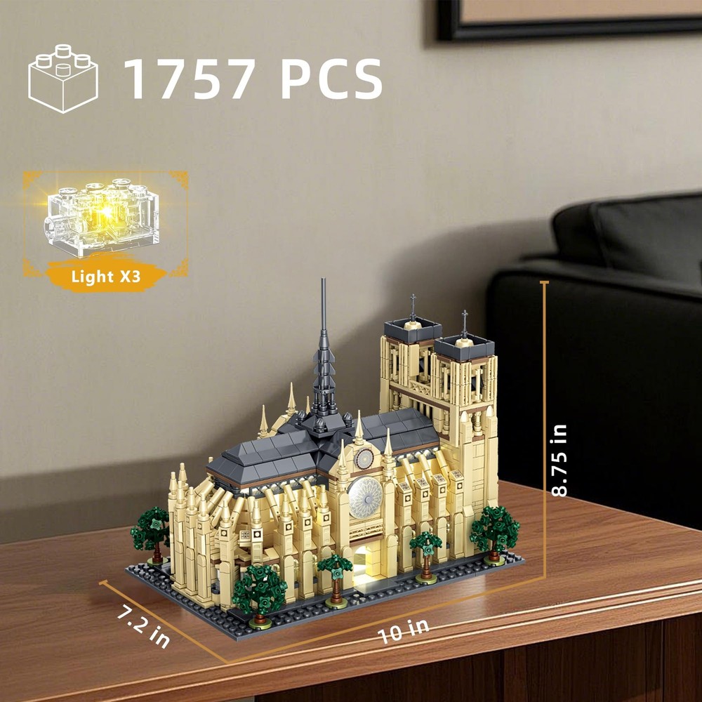 Micro Building Blocks Notre Dame - Architectural Model Cathedral Mini Block B...