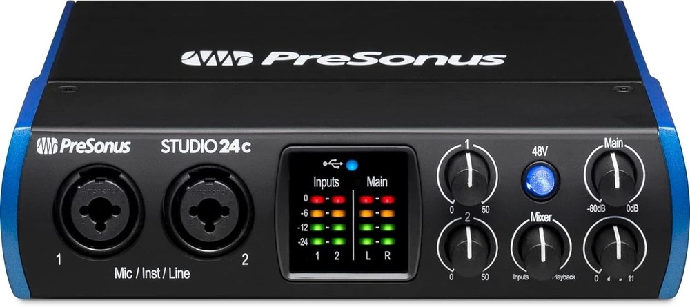 2x2, 192 kHz, USB Audio Interface with Studio One DAW Recording Software
