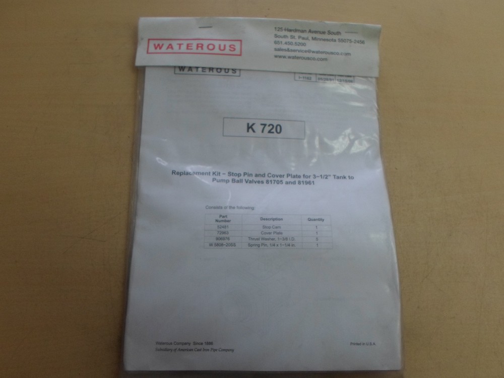 NEW Waterous K720 Replacement Repair Kit