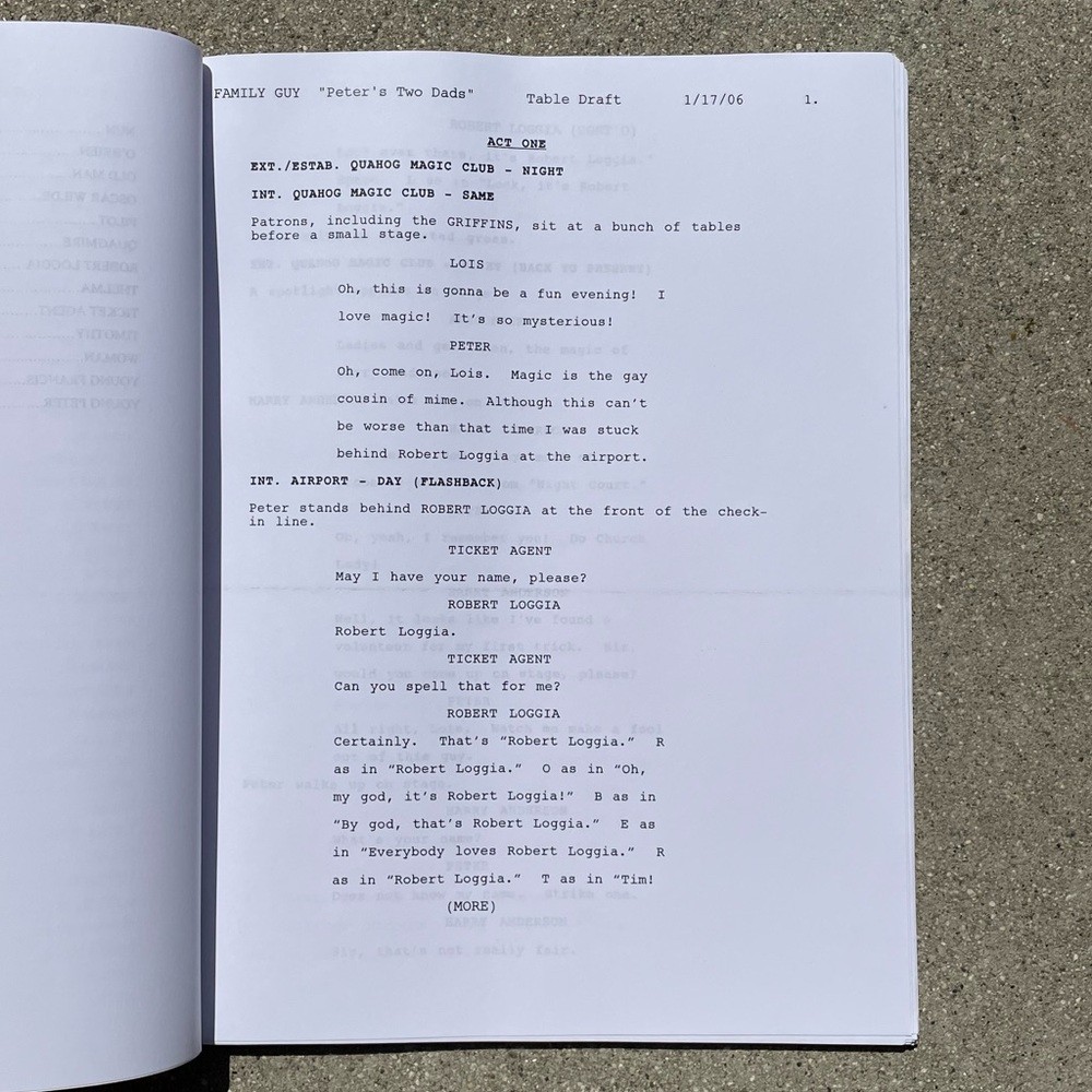 Family Guy SET 2006 Production Used Table Draft Scripts w/ Written Casting Notes