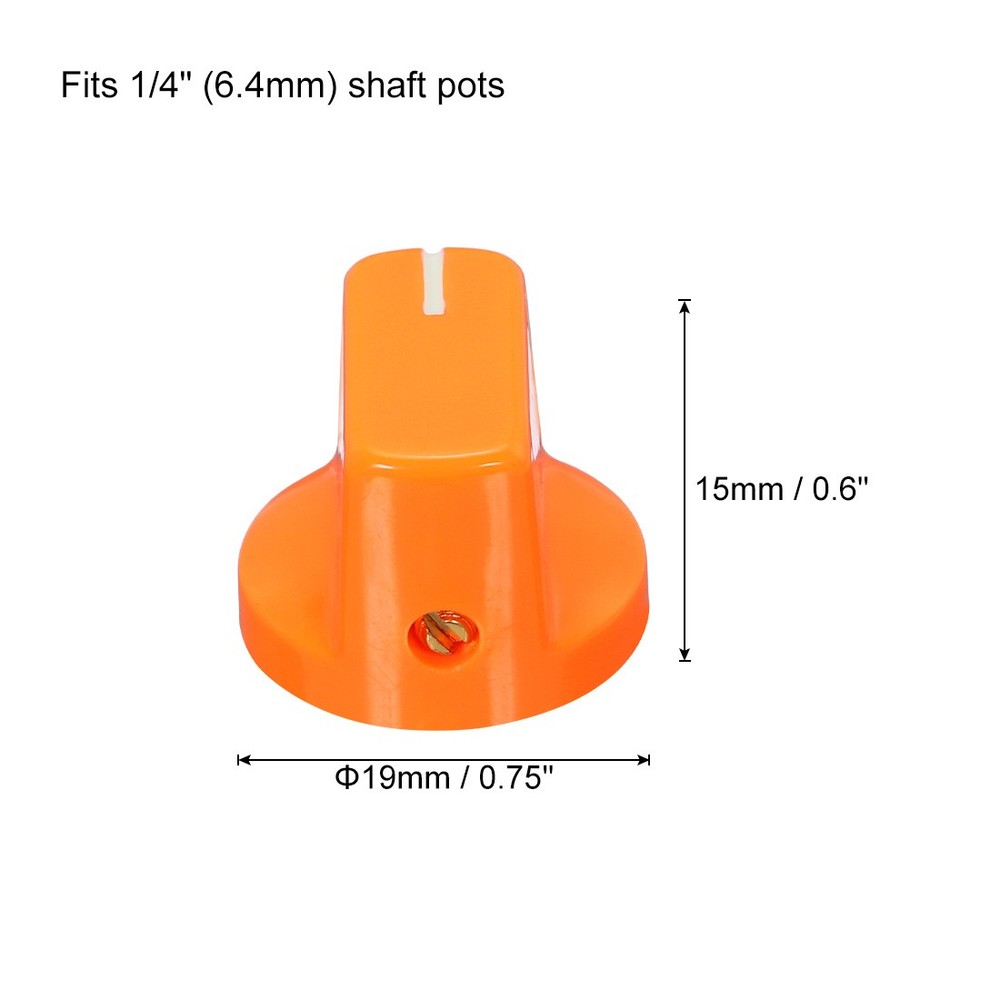 10Pcs 6.4mm Shaft Hole Pedal Knobs Pointer Control Knobs with Set Screw Orange