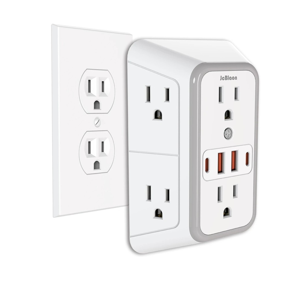 US Power Strip 6 AC Outlets 4 USB 2 Type C Fast Charging Surge Protector